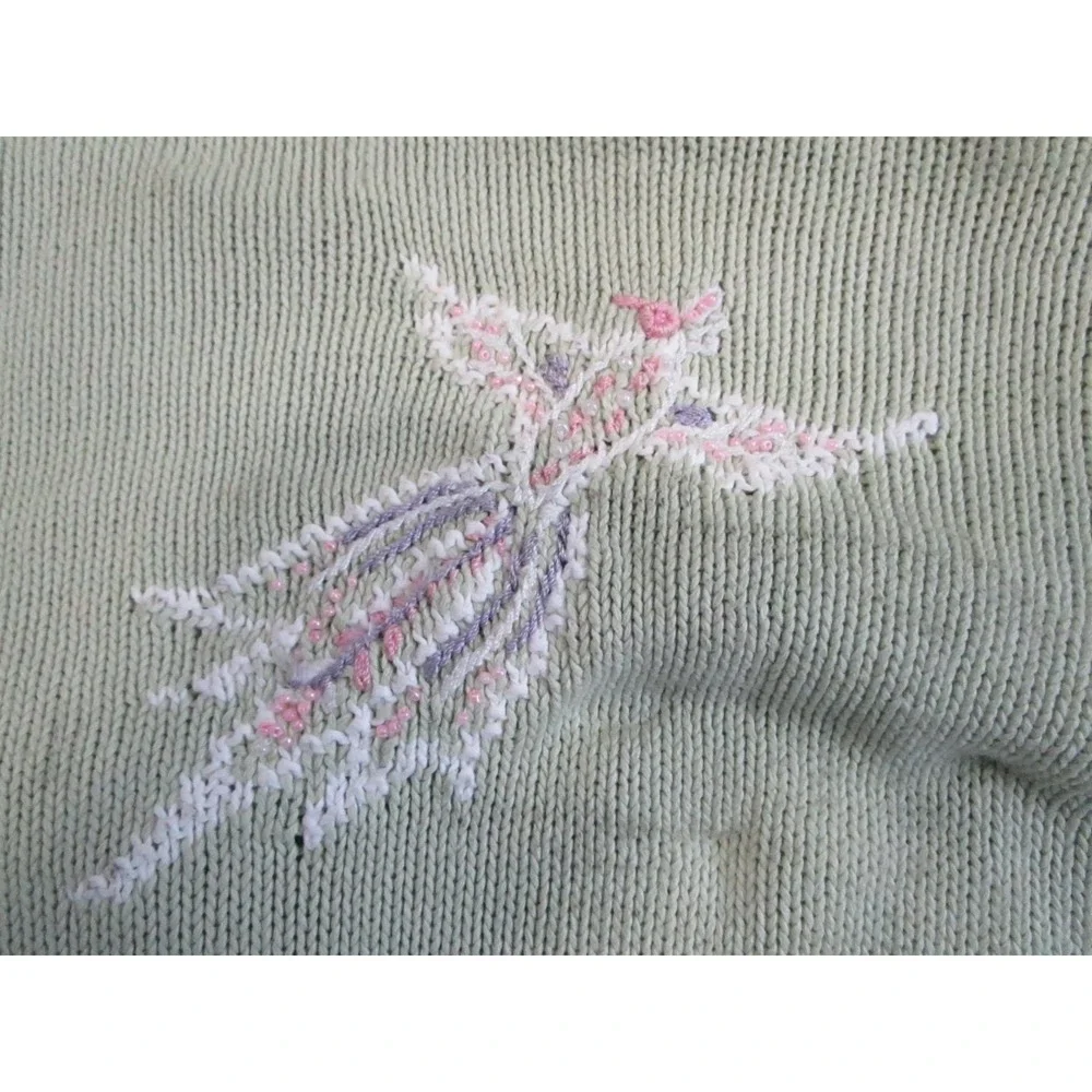 Vintage Storybook Knits Cardigan Womens LGreen Handknits‎ Sweater Cottagecore